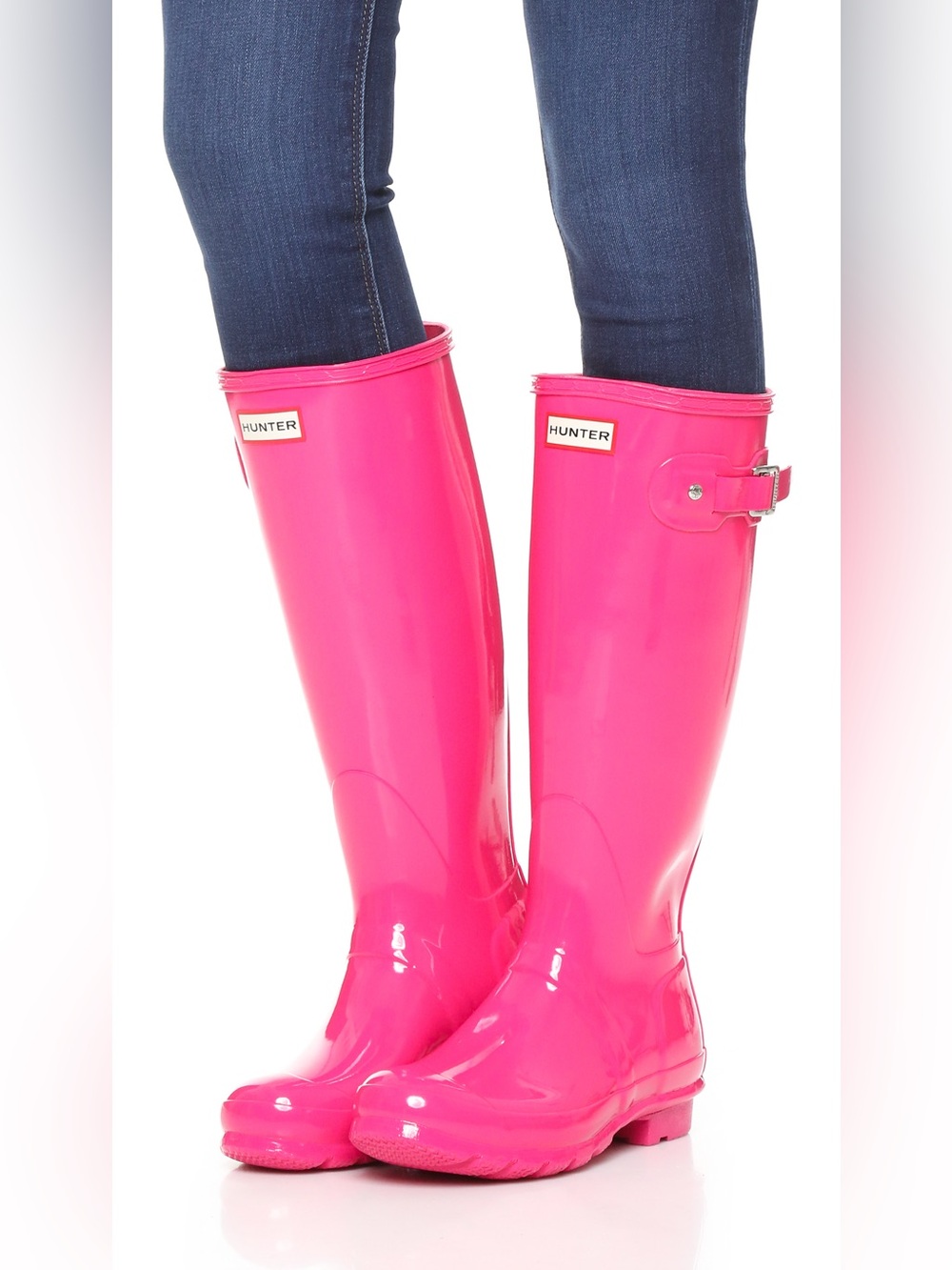HUNTER GIRLS  Hot Pink Gloss Tall Rain Boots. Size 5.